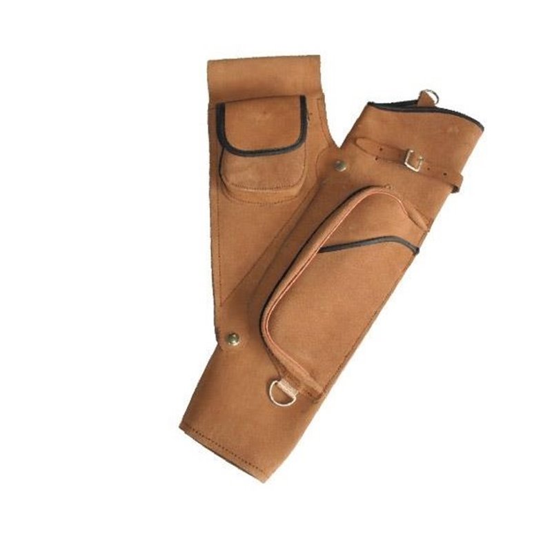 Köcher Seitenköcher mit Gürtelhalterung und Tasche Leder hell oder dunkel braun